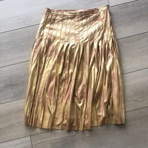 Rose gold pleaded midi skirt
